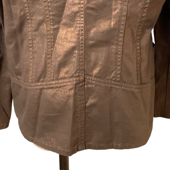 Coldwater Creek Women Jacket Brown Metallic Button Up Jacket Size 10 - Picture 6 of 13